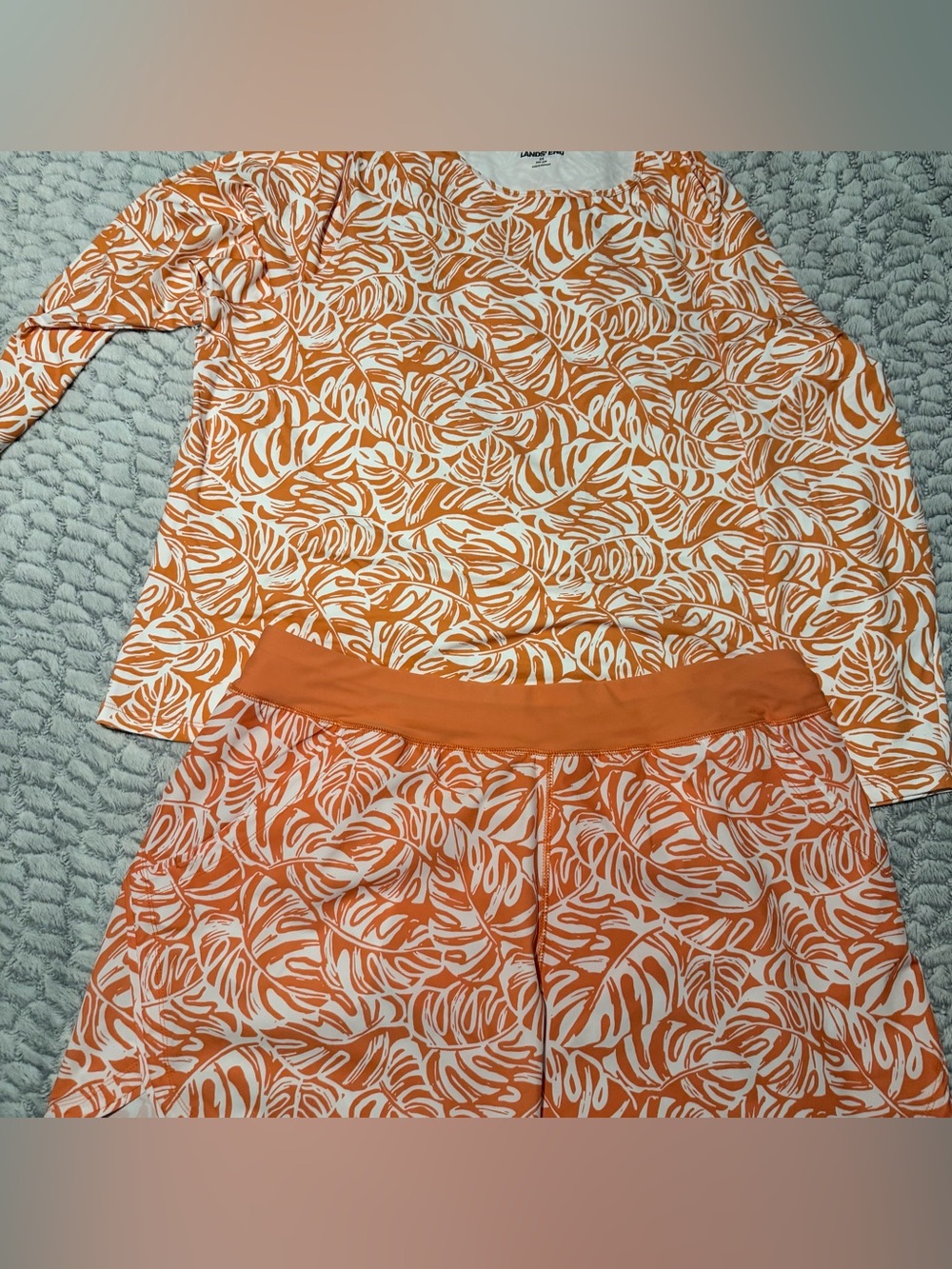 Lands End Women’s 20-22 Orange and White Tropical Print Skirt